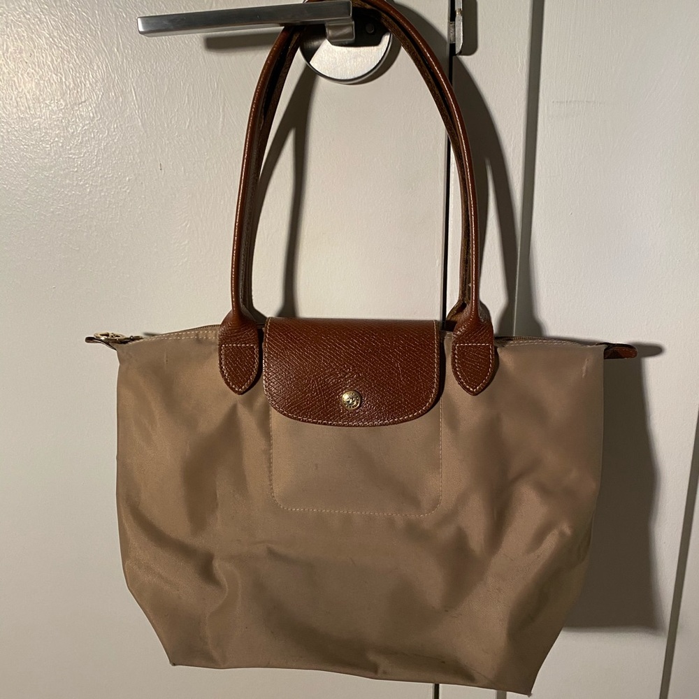 Longchamp Le Pliage small beige tote